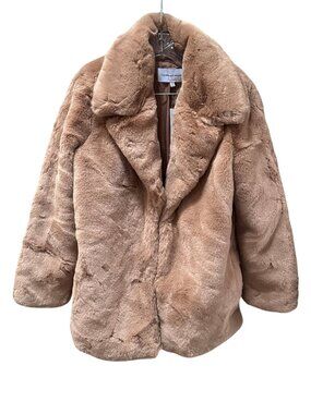 NEW Cupcakes and Cashmere Holly Faux Fur Blush Jacket - Women's Large